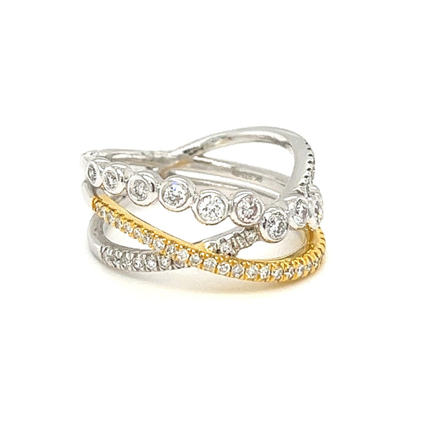 Two tone hot sale crossover ring