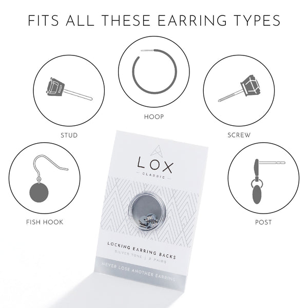 LOX classic locking earring backs silver - 2 pairs