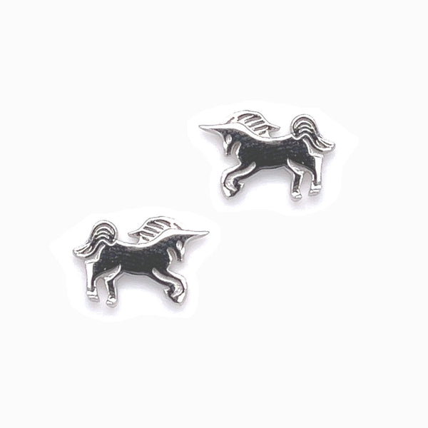 Silver unicorn hot sale stud earrings