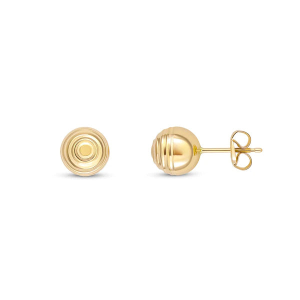 9ct Gold 7mm Striped Ball Stud Earrings side