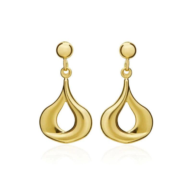 9ct Yellow Gold Wide Pear Drop Earrings