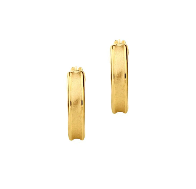 9ct Gold 13mm Satin Centre Hoop Earrings