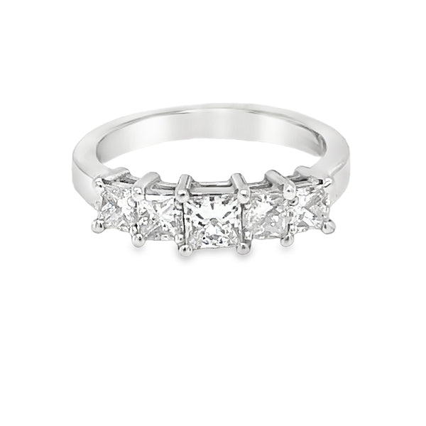 Diamond 5 Stone Princess Cut Eternity Ring 1.00ct 18ct White Gold