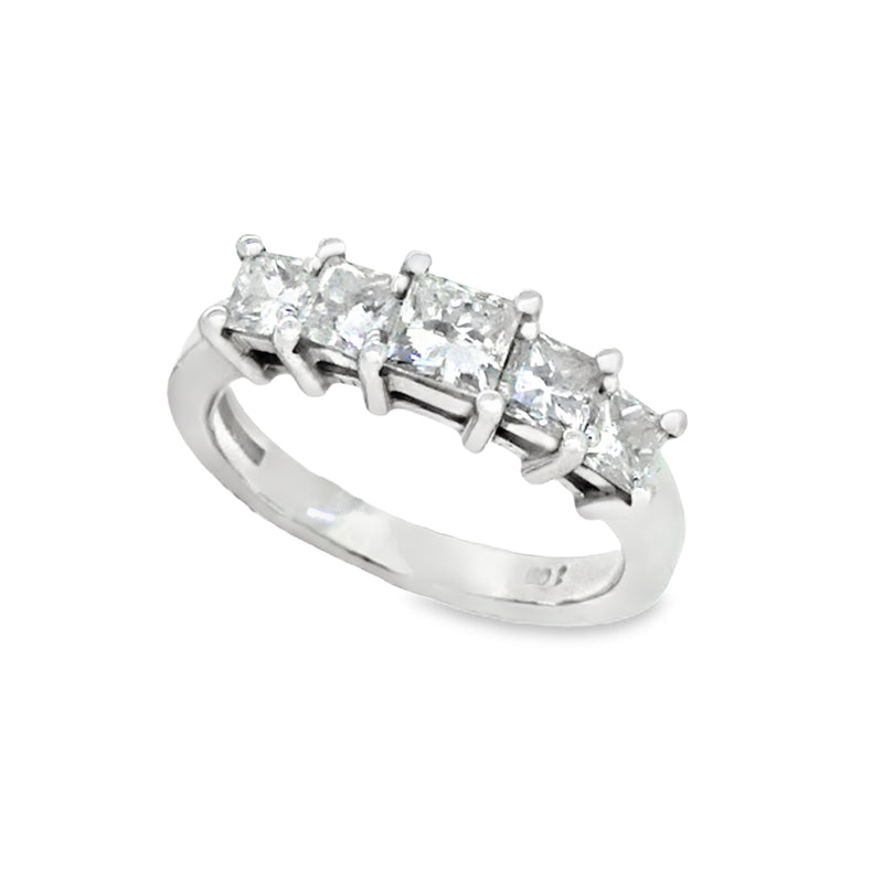 Diamond 5 Stone Princess Cut Eternity Ring 1.00ct 18ct White Gold