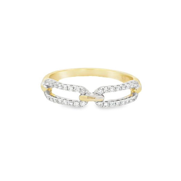 9ct Gold Open Oblong Link Diamond Ring