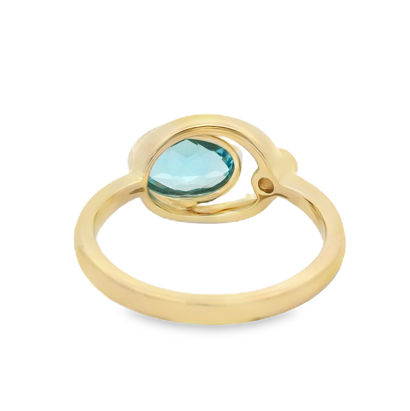 Blue Topaz & Diamond Ring 9ct Gold