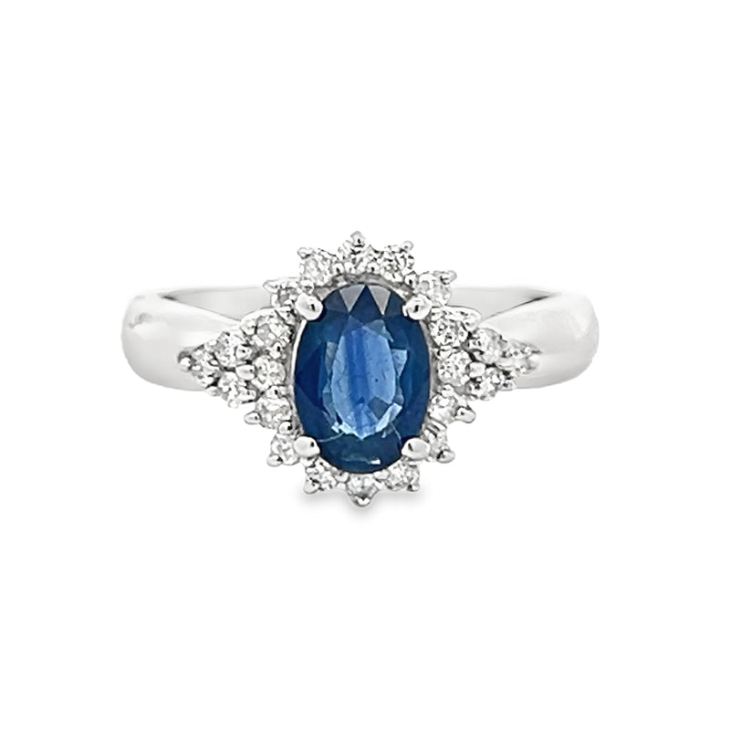 Sapphire & Diamond Cluster Ring Platinum