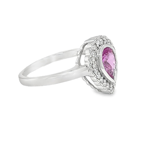 9ct White Gold Pink Sapphire & Diamond Pear Cluster Ring side