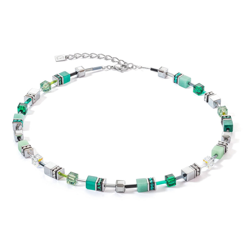 Coeur De Lion GeoCUBE® Iconic Necklace Silver-Green