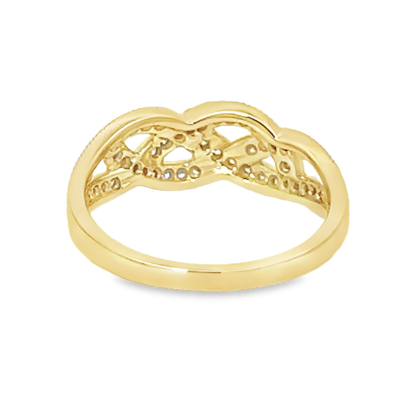 Diamond Plaited Ring 9ct Gold side