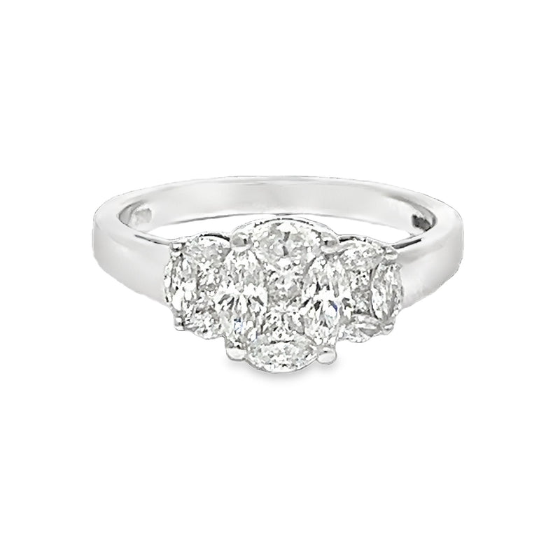 Diamond Trilogy Cluster Ring 18ct White Gold