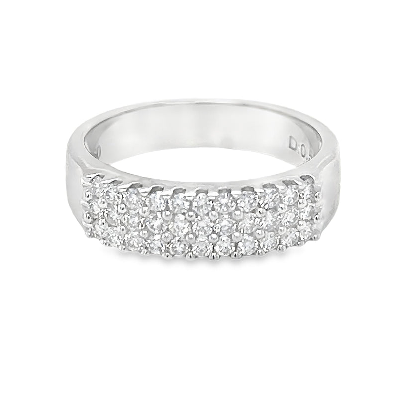 Diamond Triple Row Ring 0.50ct 18ct White Gold