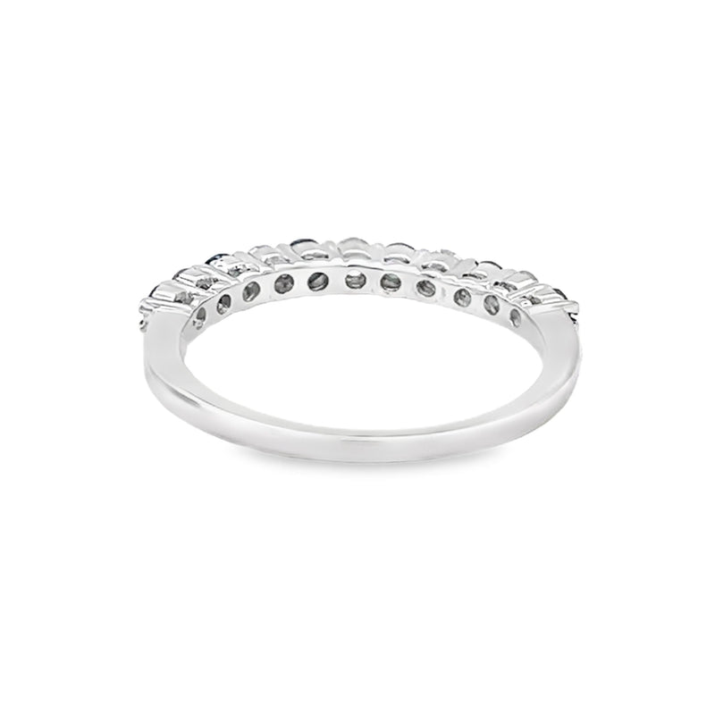 Emerald & Diamond 11 Stone Eternity Ring 9ct White Gold rear