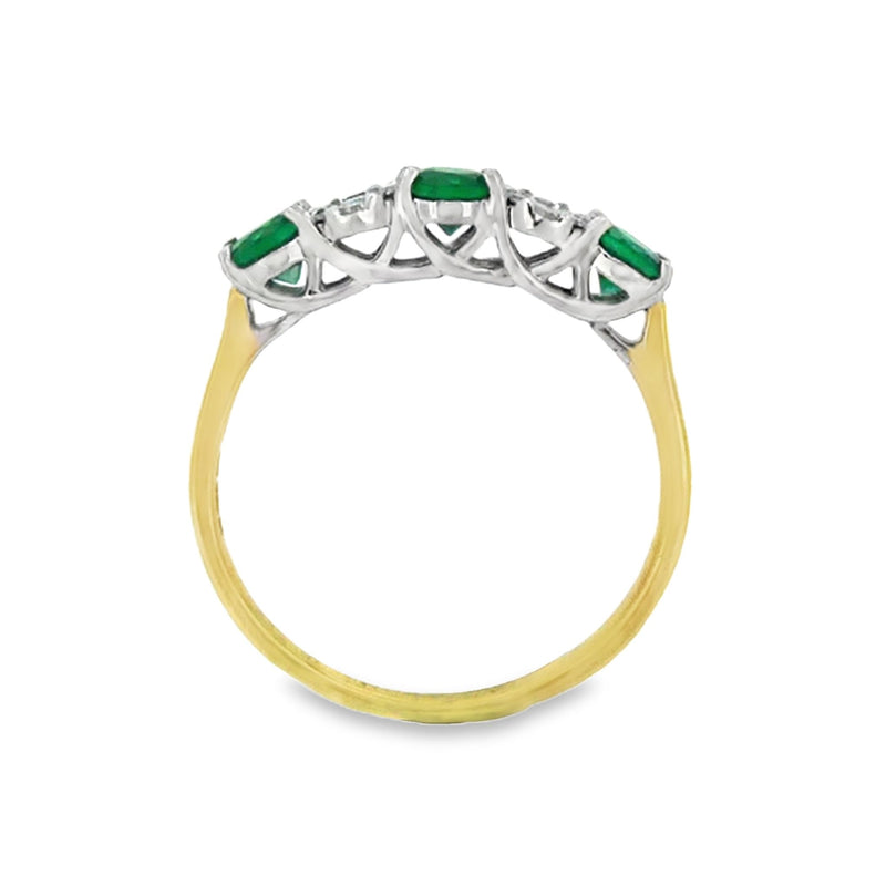 Emerald & Diamond 17 Stone Eternity Ring 18ct Yellow Gold profile