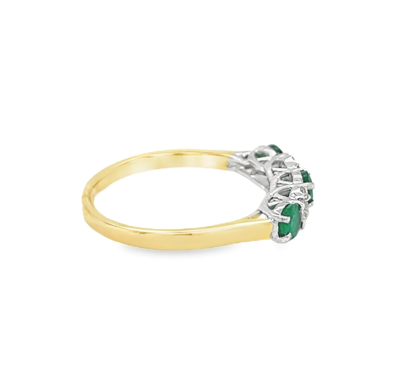 Emerald & Diamond 17 Stone Eternity Ring 18ct Yellow Gold side