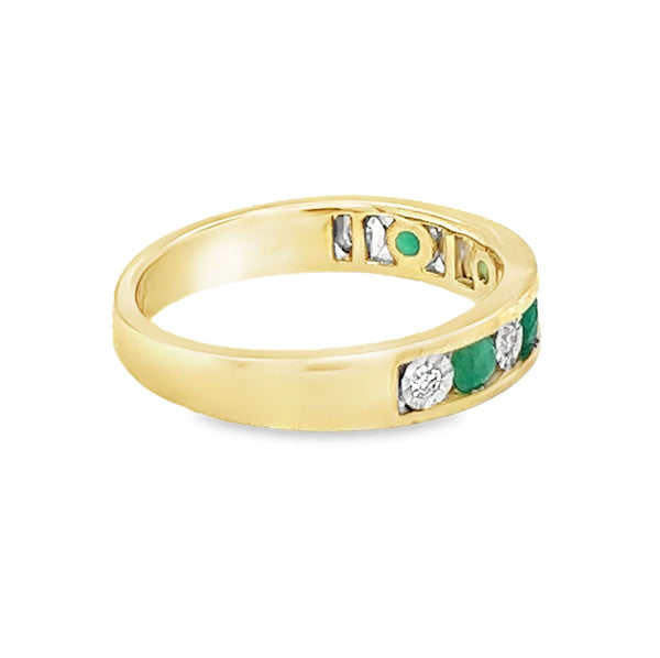 Emerald & Diamond Eternity Ring Channel Set 9ct Gold side