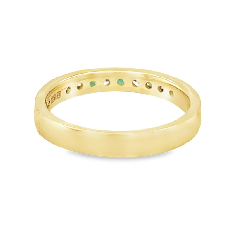 Emerald & Diamond Eternity Ring Channel Set 9ct Gold rear