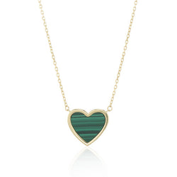 9ct Yellow Gold Malachite Heart Necklace