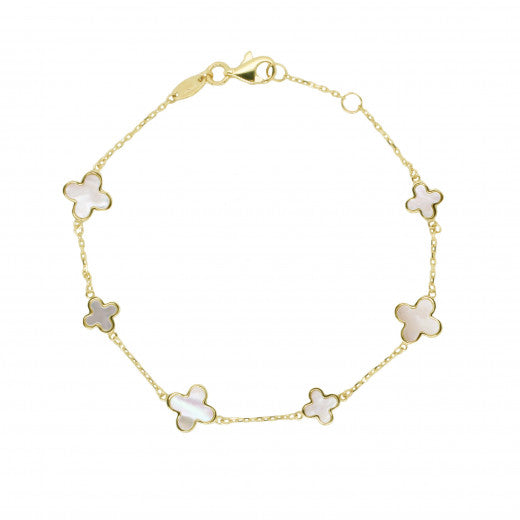 9ct Gold Mother of Pearl Flower Bracelet