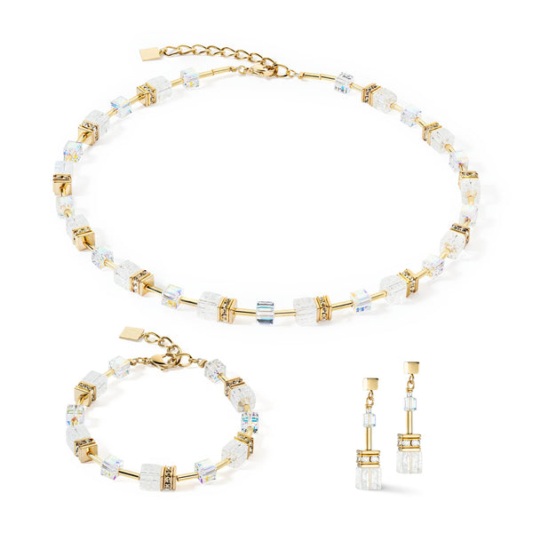 Coeur De Lion GeoCUBE® Iconic Nature Necklace Gold-White set
