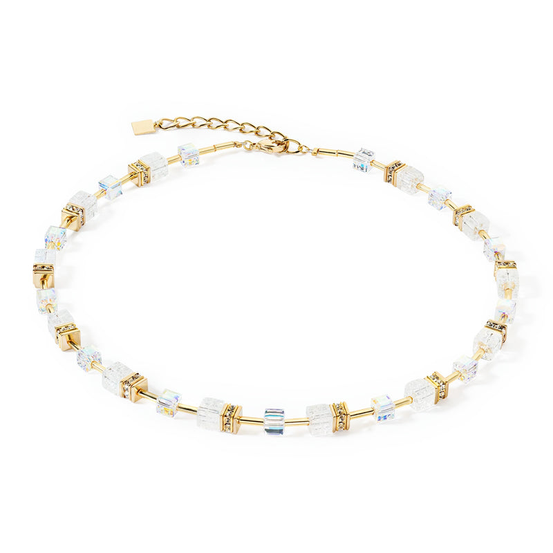 Coeur De Lion GeoCUBE® Iconic Nature Necklace Gold-White