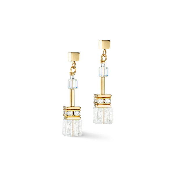 Coeur De Lion GeoCUBE® Iconic Nature Earrings Gold-White