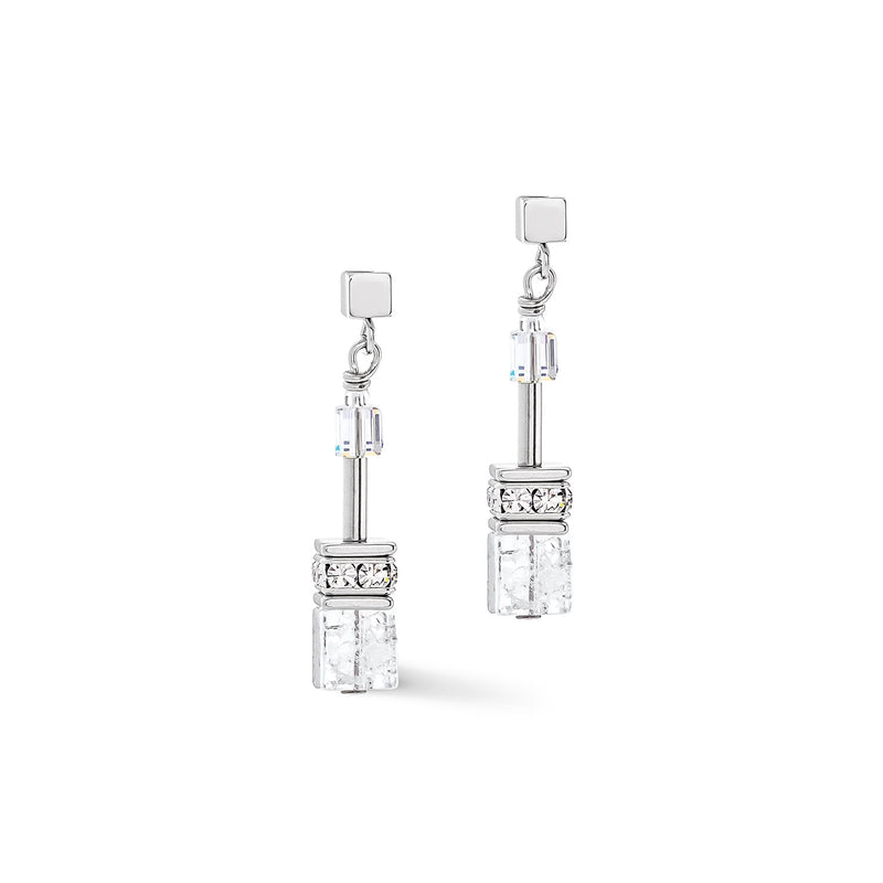 Coeur De Lion GeoCUBE® Iconic Nature Earrings Silver-White