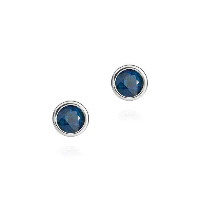 9ct White Gold 4mm Rubover Sapphire Stud Earrings