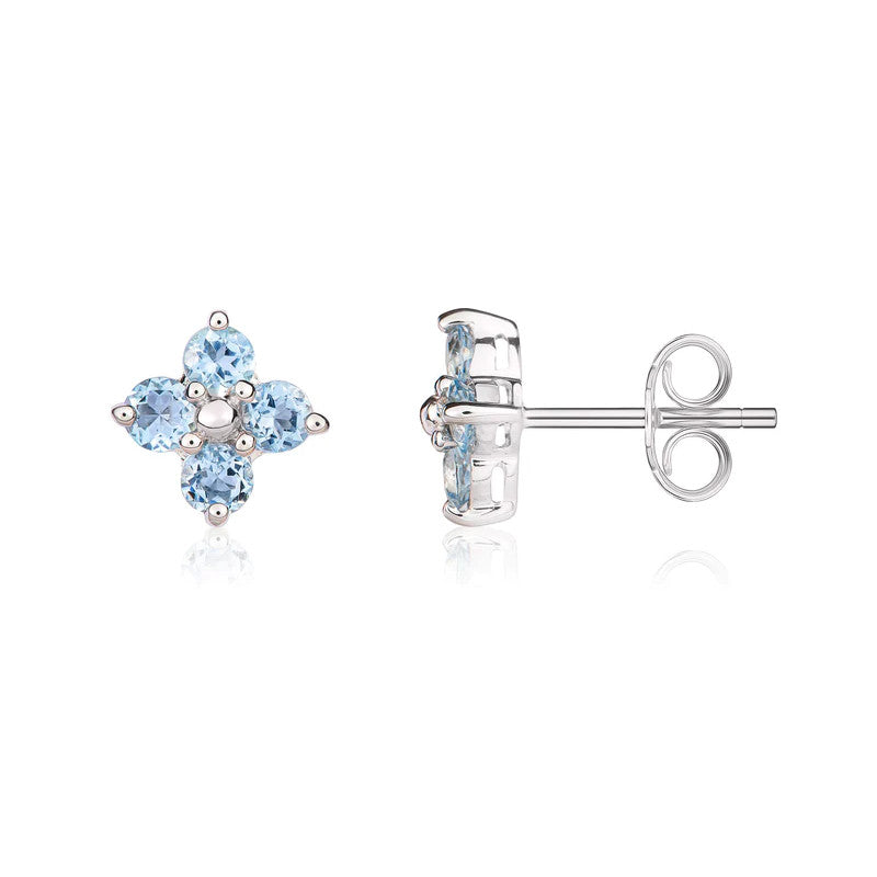 9ct White Gold Aquamarine Star Stud Earrings