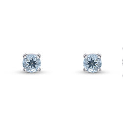 9ct White Gold 4mm Aquamarine Stud Earrings