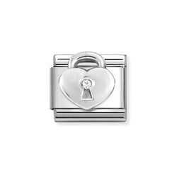 Nomination Classic Link Padlock with CZ Charm in Silver