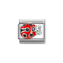 Nomination Classic Link Ladybird with CZ Charm in Silver