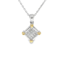 18ct White Gold Princess Cut Diamond Set Pendant