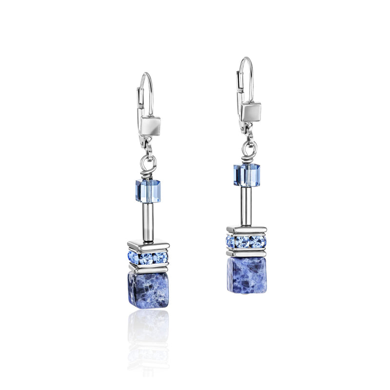 Coeur De Lion GeoCUBE® Earrings Sodalite & Hematite Blue