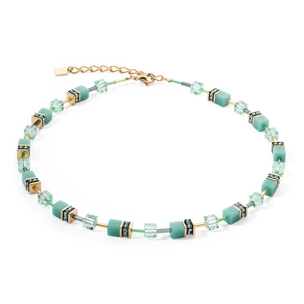 Coeur De Lion GeoCUBE® Iconic Mono Gold Necklace Green