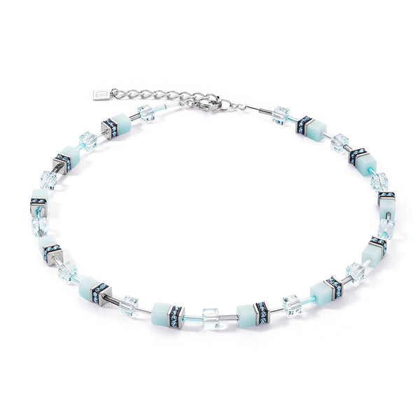 Coeur De Lion GeoCUBE® Iconic Mono Silver Necklace Ice Blue