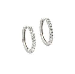 Sterling Silver CZ Huggy 17mm Hoop Earrings