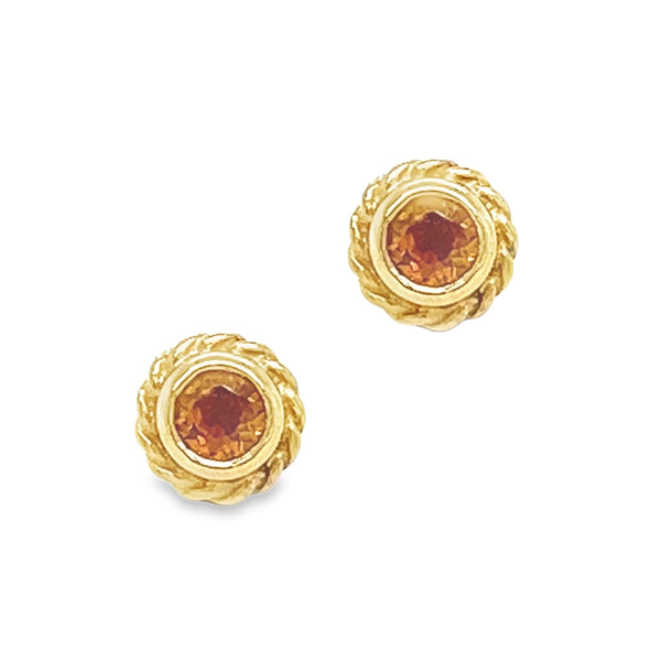 9ct Yellow Gold Round Citrine Stud Earrings