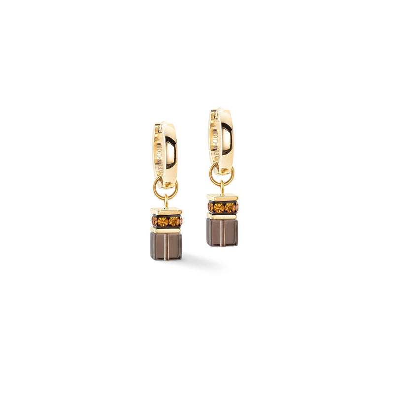 Coeur De Lion GeoCUBE® Chunky Chain Earrings Gold-Brown