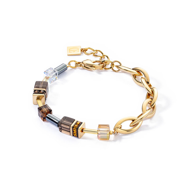 Coeur De Lion GeoCUBE® Chunky Chain Bracelet Gold-Brown