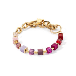 Coeur De Lion Bracelet Cube Fushion Charm Gold-Red