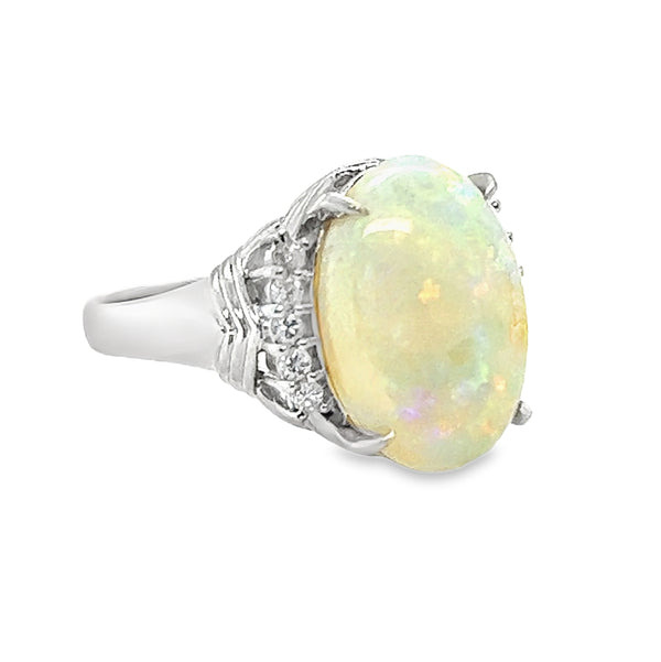 Opal & Diamond Ring Platinum side