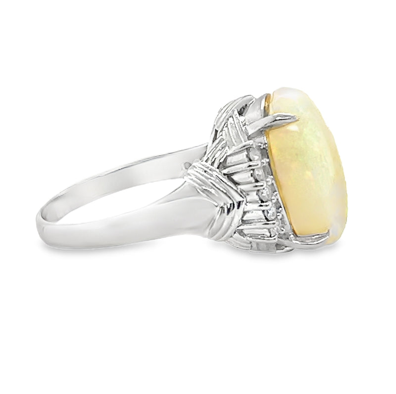 Opal & Diamond Ring Platinum side