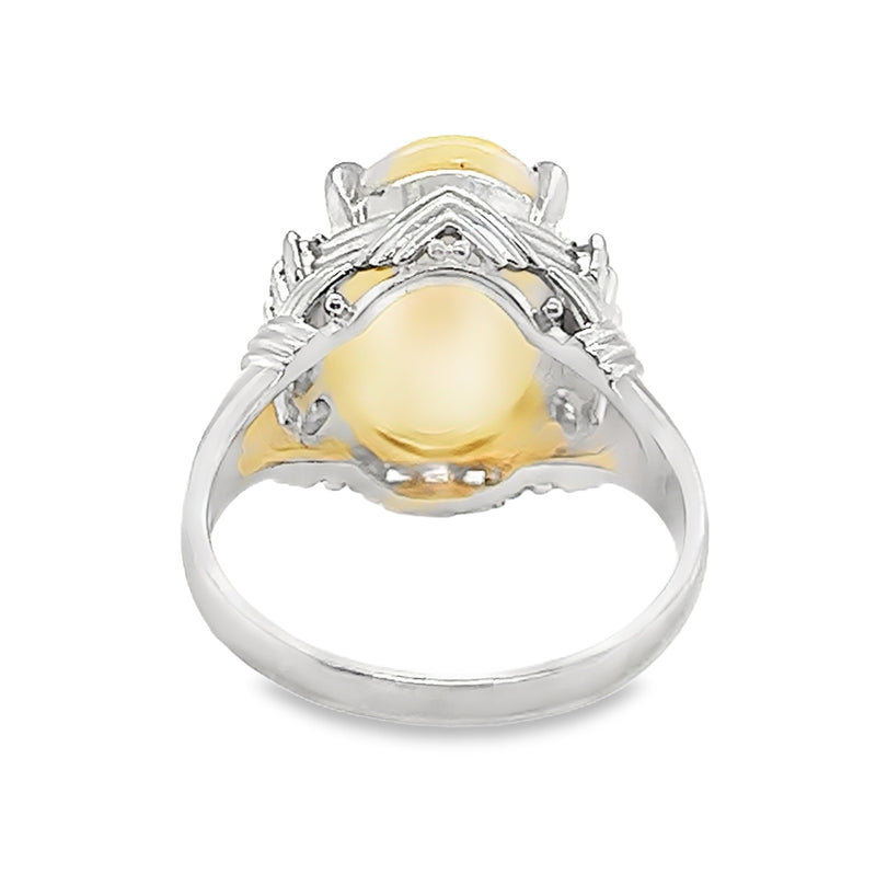 Opal & Diamond Ring Platinum rear