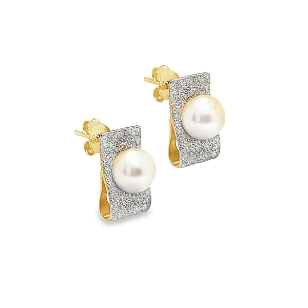 6mm Cultured Pearl Glitter Earring 9ct Gold side