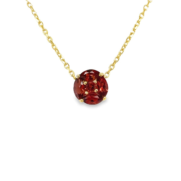 9ct Gold 5 Stone Garnet Cluster Pendant