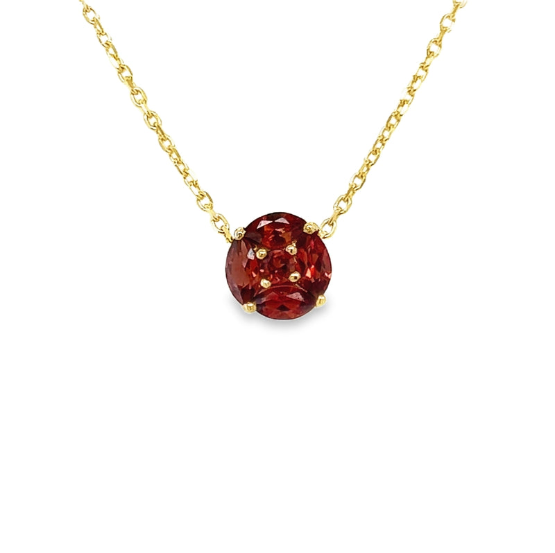 9ct Gold 5 Stone Garnet Cluster Pendant