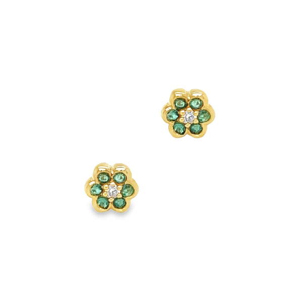 18ct Emerald & Diamond Daisy Cluster Earrings