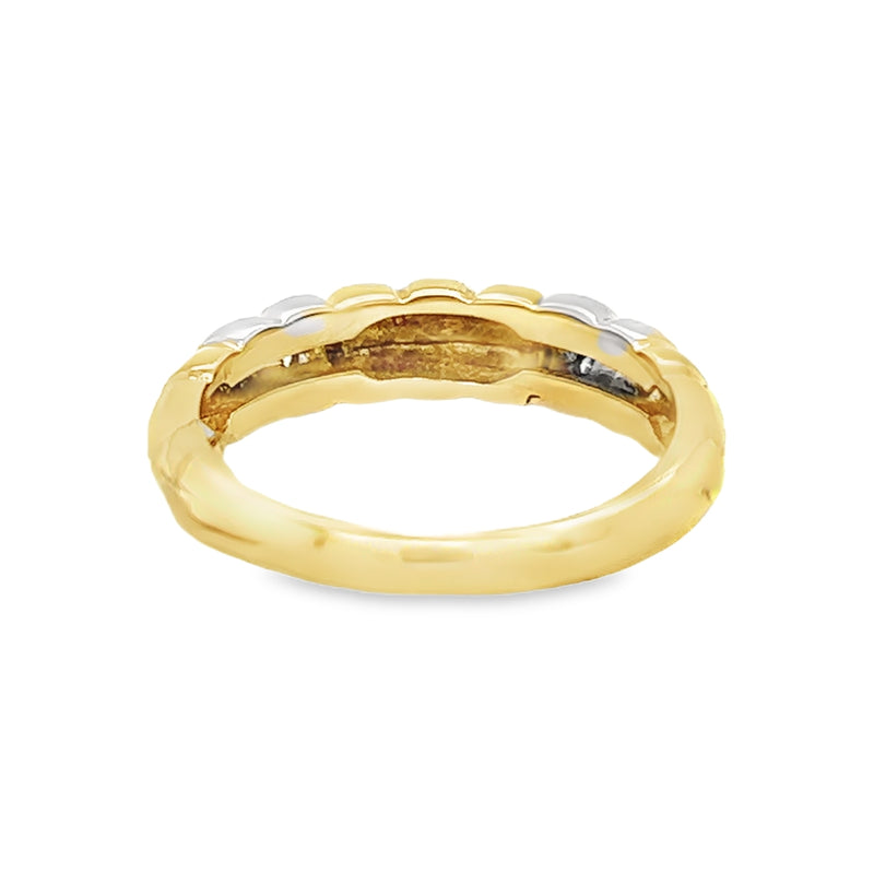 18ct Gold & Diamond Ridged Band Ring rear