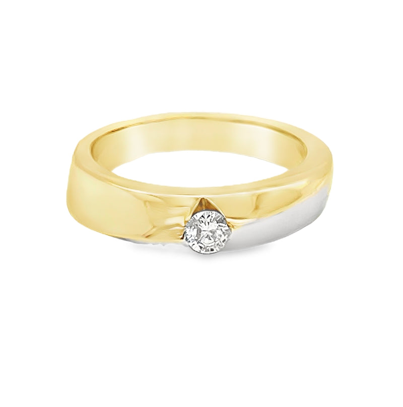 18ct Two Colour Gold Solitaire Diamond Band Ring 0.15ct